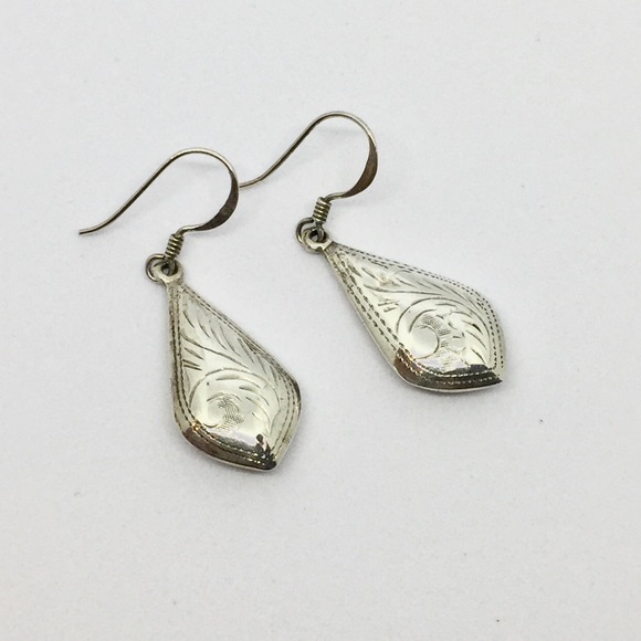 Sterling Silver Etched Earrings - Picture 2 of 5